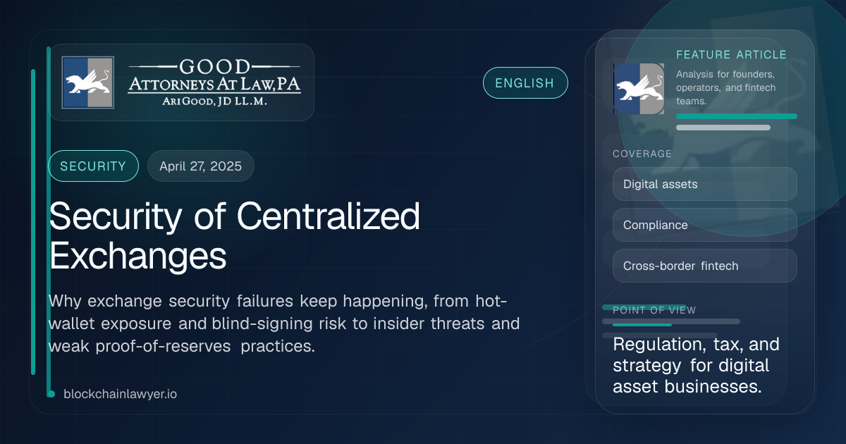 Security of Centralized Exchanges | Blockchain Lawyer